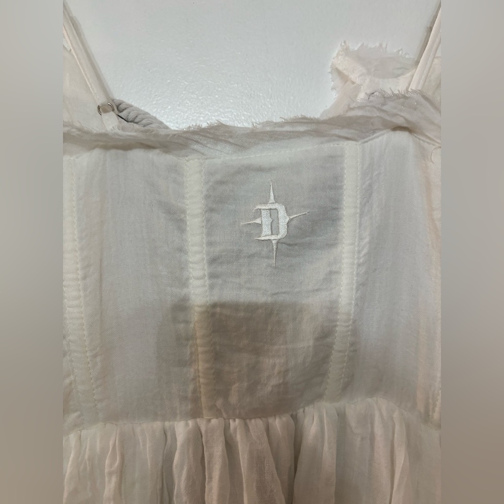 Dolls Kill Darker Wavs White Cotton Blend Echo Maxi Corset Top Size XS - Picture 8 of 14